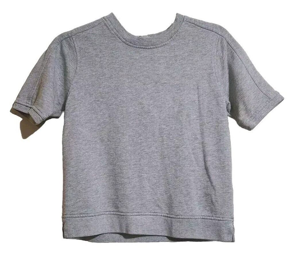 Banana Republic Women X-Small XS Gray Terry Cloth Sweater Shirt Short Sleeve Zip